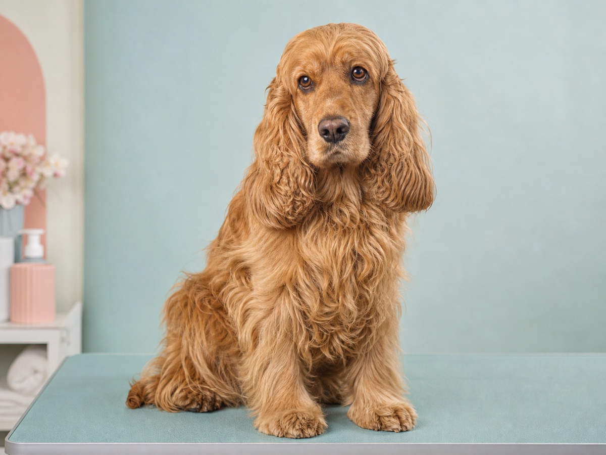 Cocker spaniel voor het ontwollen, met dichte vacht